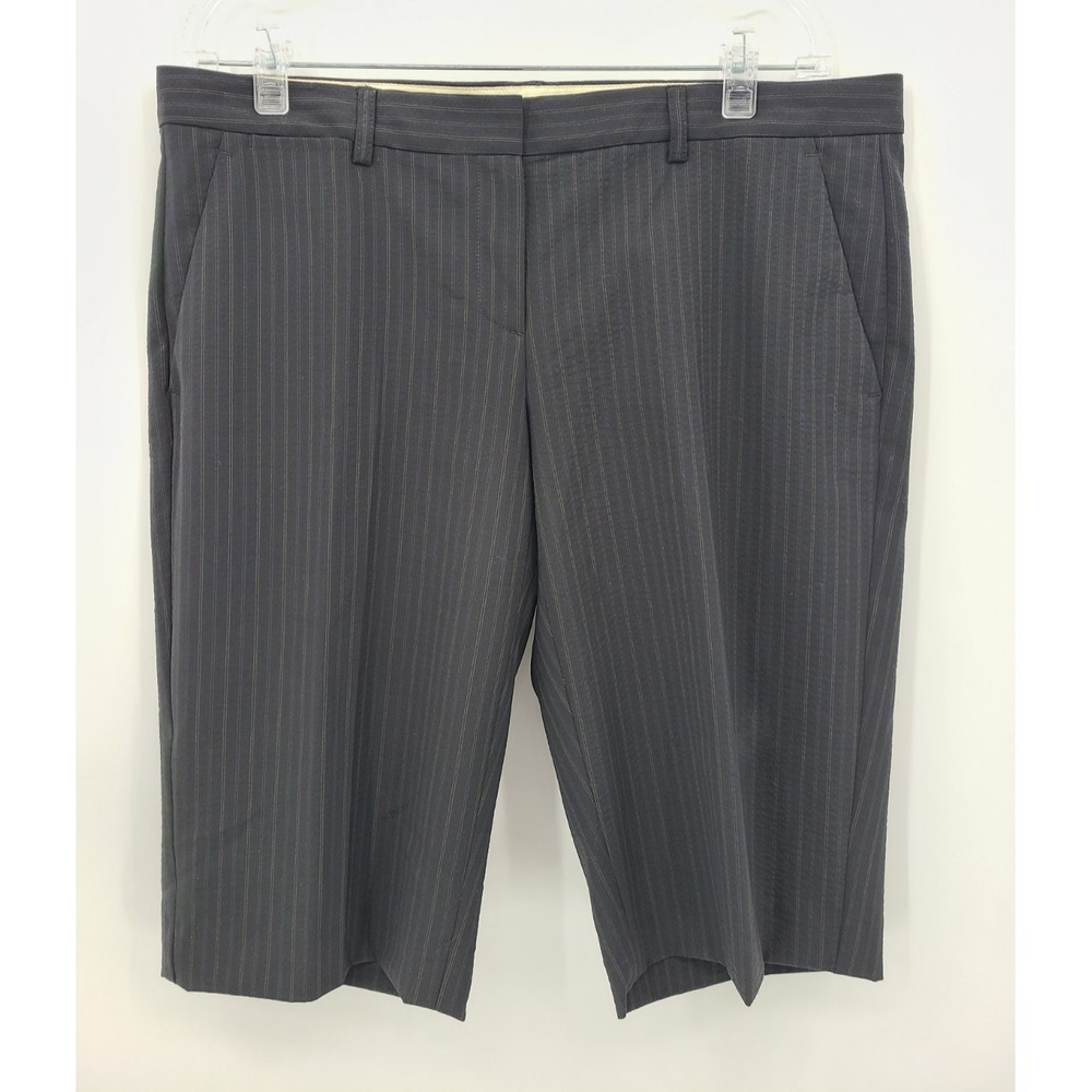 Theory  Wool Blend Women Shorts 12 Pin Stripe Business Preppy Black Blue White